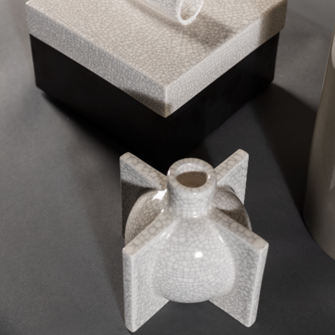 Bougeoir Candor - Blanc craquelé