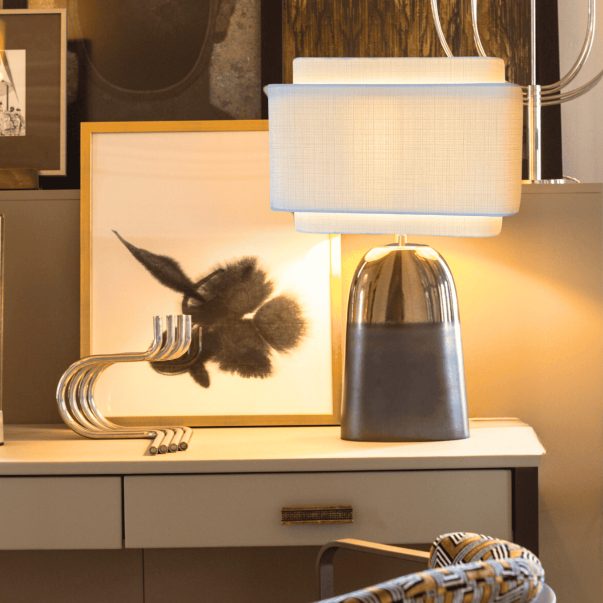Lampe Vesuvia - cuivre et gris