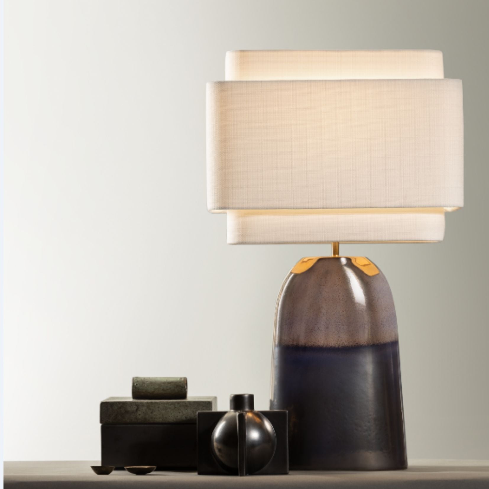 Lampe Vesuvia - cuivre et gris