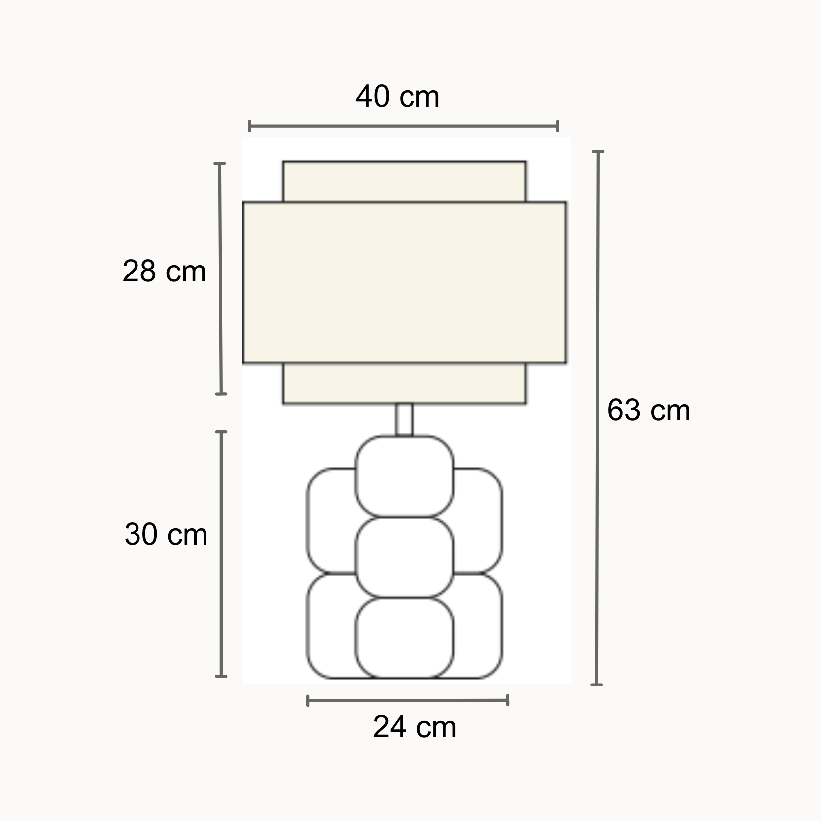 Dimensions lampe Nebula abat-jour double