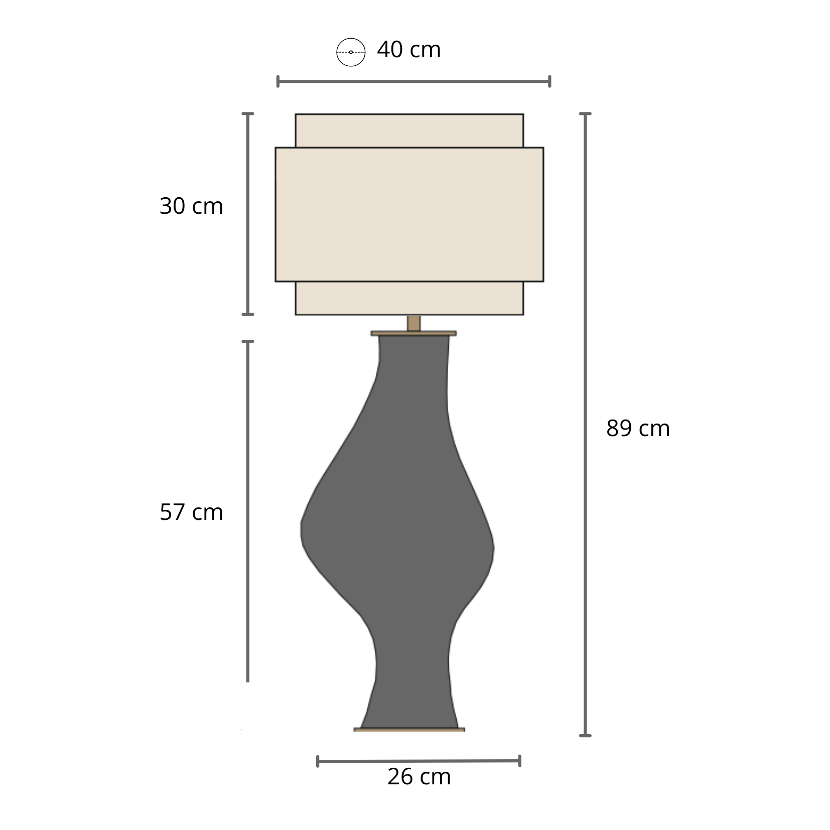 Dimensions de la lampe sculpturale Adagio